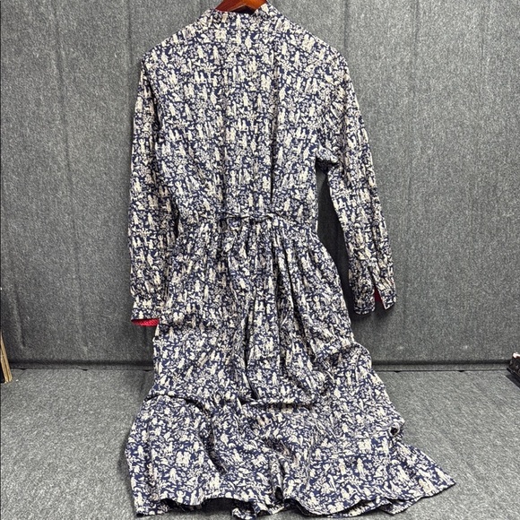 Source Unknown Blue and Cream Long Sleeve Dress - Picture 4 of 6